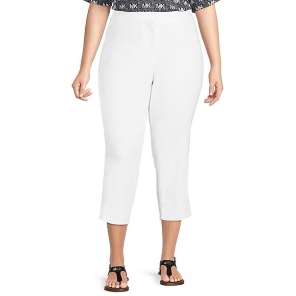 NWT MICHAEL Michael Kors Lux Tech Woven Stretch Straight Leg Slit Hem Capri Pant - Picture 2 of 3